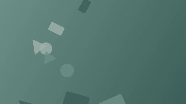 Dynamic abstract shapes float against a vibrant green backdrop