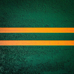 Fototapeta premium Abstract green asphalt texture with parallel orange lines. Clean and modern background ideal for presentations, branding, banners and business design projects.