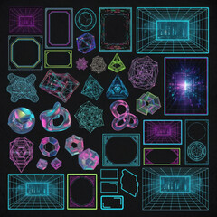 Abstract Geometric Shapes and Futuristic Grids.