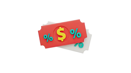 Discount Ticket with Dollar and Percentage Symbols