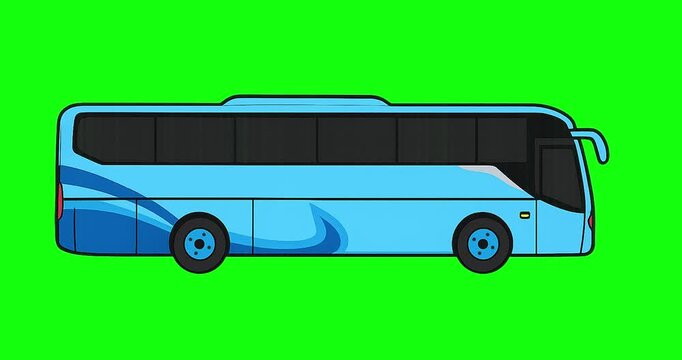 Cartoonstyle blue bus ideal for childrens book illustrations, educational materials, and transportationthemed designs, set on a solid green background.