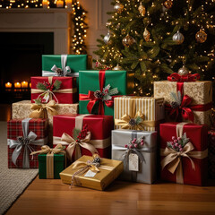 Beautifully Wrapped Christmas Presents Under a Decorated Tree 1.