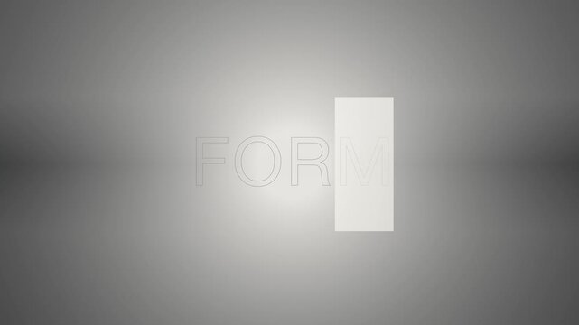 Abstract form emerges on a minimalist gray background