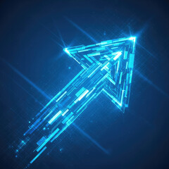 Digital Arrow Ascending with Blue Light Streaks.