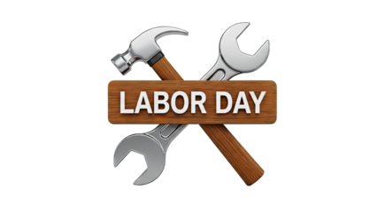 Labor Day Wood Sign with Hammer and Wrenches