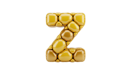 Letter Z Made of Golden Spheres and Rectangles