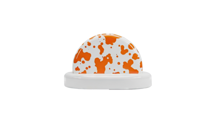 Dome with orange and white cow print pattern