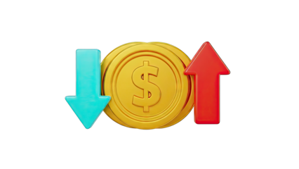 Gold Coin with Up and Down Arrows