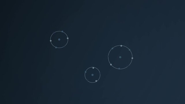 Abstract interconnected circles and dots against a dark blue background
