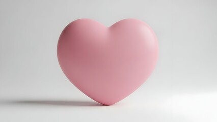 Minimalist 3D Pink Heart Icon on White Background - Symbol of Love and Romance