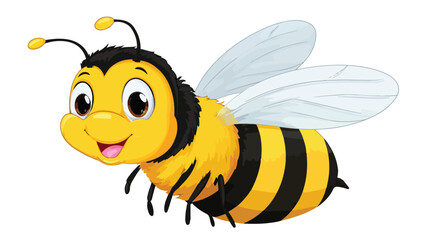 Adorable Happy Bee Cartoon Illustration on White Background with Outline for Design Projects