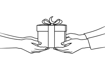 Line Art Hands Giving Gift Celebration Illustration
