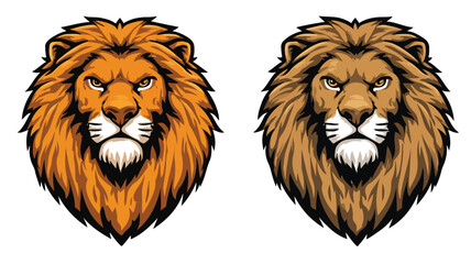Fierce Lion Head Mascot Vector with Outline Isolated on White Background