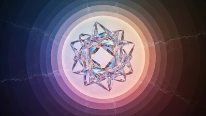 Naklejka premium Intricate crystal geometric shape emitting luminous radiance against a radiant backdrop
