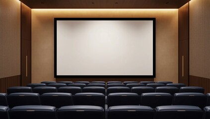 Obraz premium Mock up projector screen conference room with seats Business meeting Office building