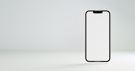 3d white screen  smartphone background template