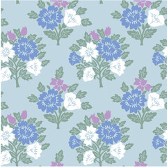 Floral Block Print Repeat Vector Pattern, Medallion, Damask, Boho Print, flower pattern, bouquet