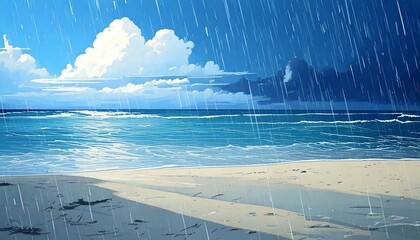 Ocean Landscape &ndash; Serene Coastal Scenery in Watercolor generated AI