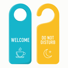 Welcome and Do Not Disturb Door Hangers for Hotel Room Entry.
