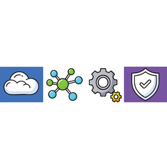Cloud Computing Network Settings Security Icons.