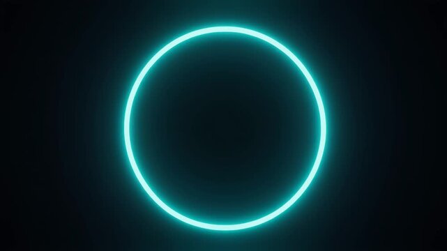 neon teal gradients condense into a bright thin ring