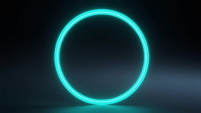 neon teal gradients condense into a bright thin ring