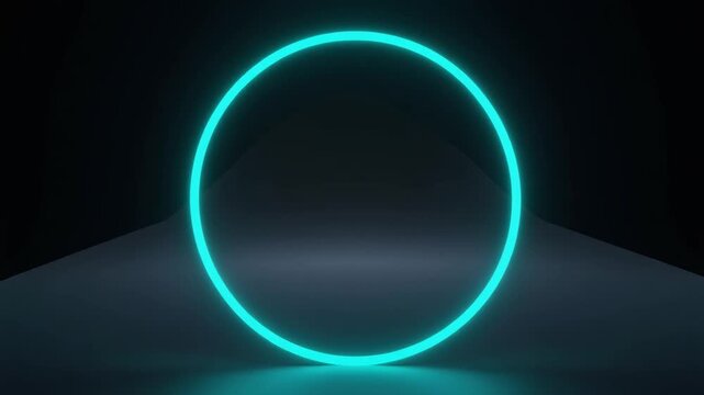 neon teal gradients condense into a bright thin ring