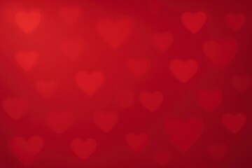 Obraz premium Red Gradient Valentine Background with Blurred Hearts. Suitable for Valentines Day and year-round romantic use.