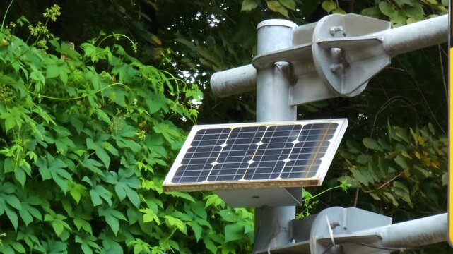 Seoul, South Korea - Aug 2 2024 : Small solar panel in the city