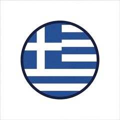 Greek Flag Circle - National Symbol of Greece with Blue and White Stripes.