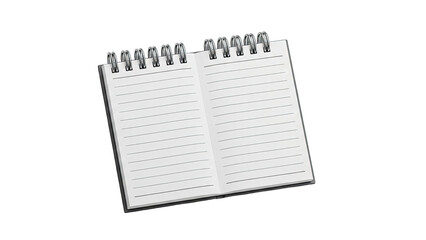 Open spiral-bound notebook with lined pages