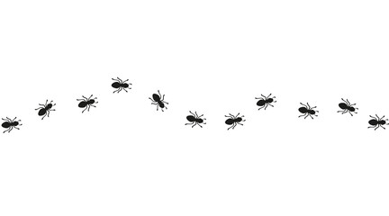 Curved trail of worker ants. Insect path forming a winding line. Ant background element for design and decoration. Simple vector illustration on a white background. © Maryna