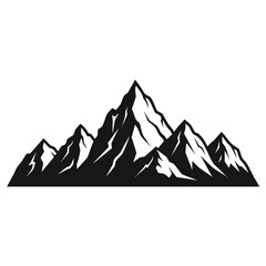 Majestic Mountain Range Silhouette Illustration.