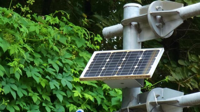 Seoul, South Korea - Aug 2 2024 : Small solar panel in the city