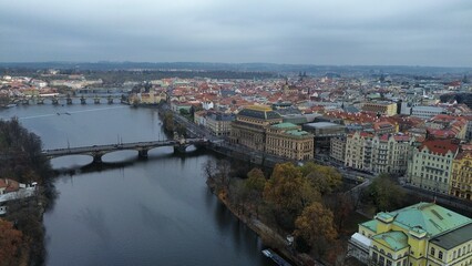 Obraz premium Prague drone old city old Prague 