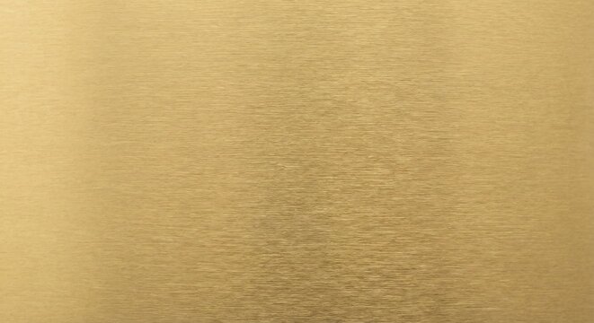 Brushed gold metal texture background with linear hairline finish, luxury matte metallic surface.