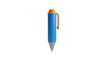 Blue and Orange Ballpoint Pen on White Background