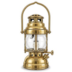 Antique Brass Oil Lantern Isolated on Neutral Background