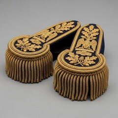 Vintage Military Epaulettes with Gold Embroidery