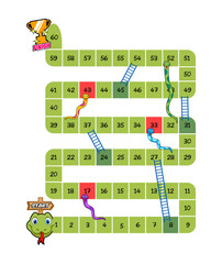 board game path with numbered squares and ladders design