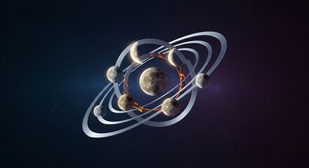 Abstract Planetary System with Rings and Moons in Deep Space.