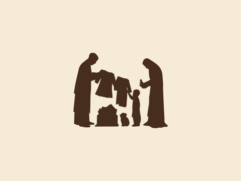 Muslim Family Preparing for Eid Silhouette