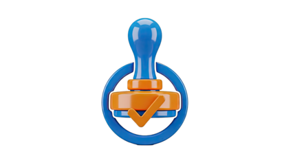 3D Stamp with Checkmark Icon