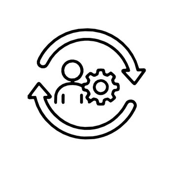 Human in the loop AI verification outline icon (vector)