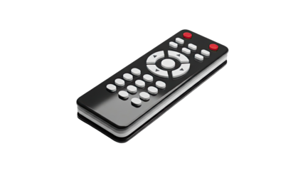 Black Remote Control with White and Red Buttons