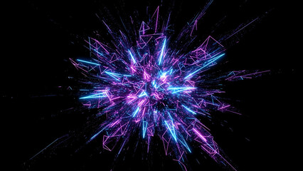 Vibrant explosion of neon lines radiating outwards in a dynamic abstract design