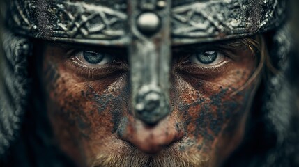 Portrait of a bloodied Viking in battle