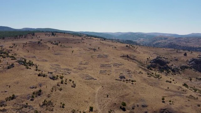 Aerial view of ruins in the ancient city of Hattusa