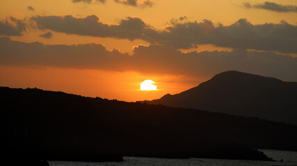 Sunset over Greek Mykonos Island
