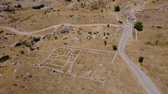 Aerial view of ruins in the ancient city of Hattusa